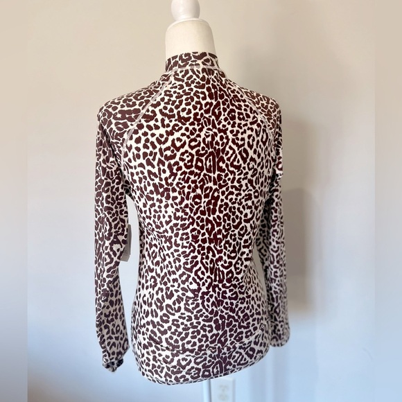EUC J. Crew Brown Cream Leopard Rash guard Top Swim L Large UPF 50+ - Picture 4 of 7